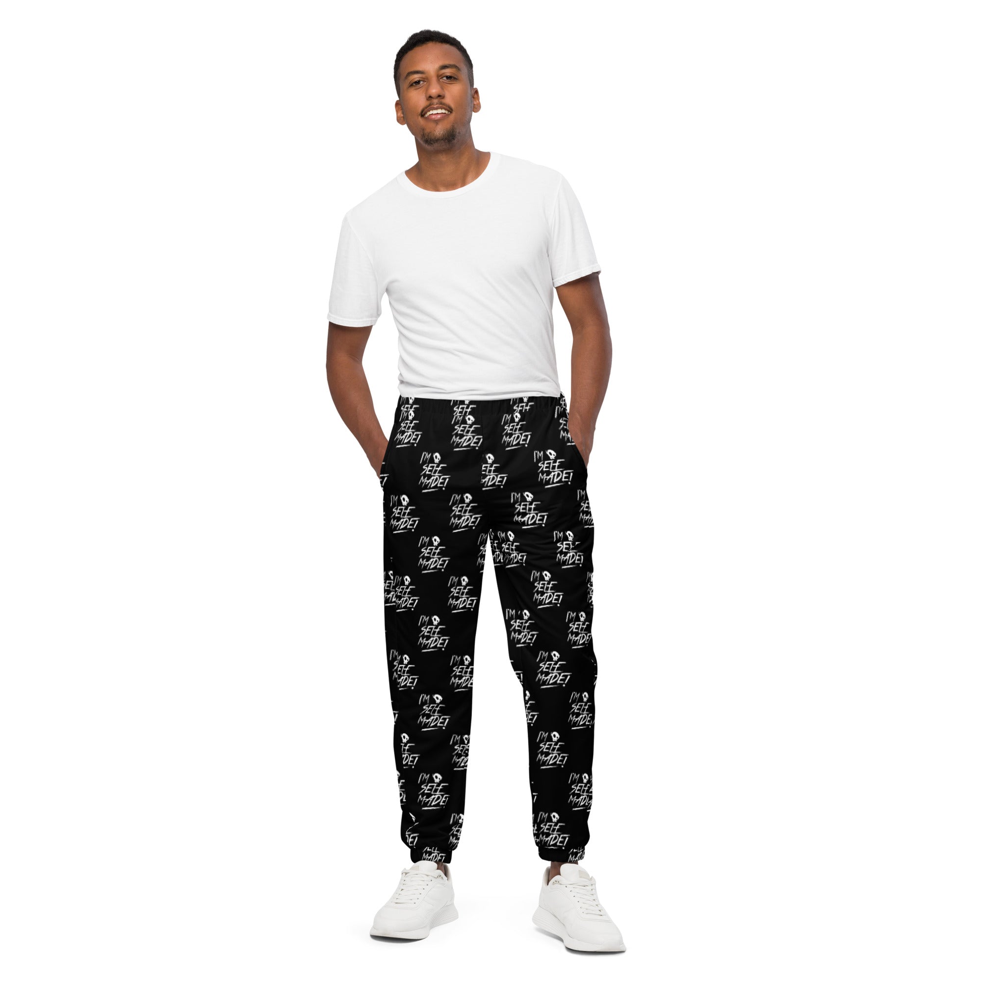 "SELF MADE!" ALL-OVER BLK TRACK PANTS