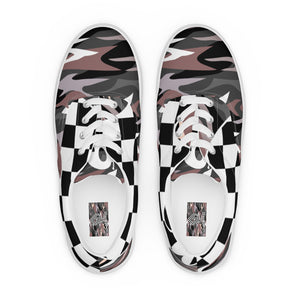 CHESS CLASHED CAMO PU MEN'S LACED CANVAS SHOES