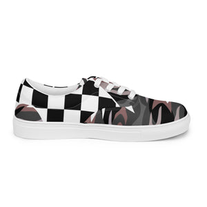 CHESS CLASHED CAMO PU MEN'S LACED CANVAS SHOES