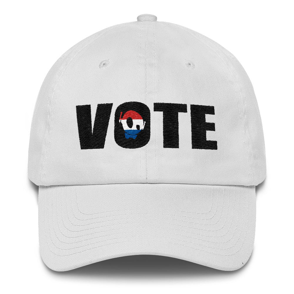 "GO VOTE" PU WHITE DAD CAP