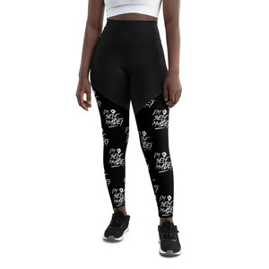 "SELF MADE!" ALL-OVER BLK SPORTS LEGGINGS